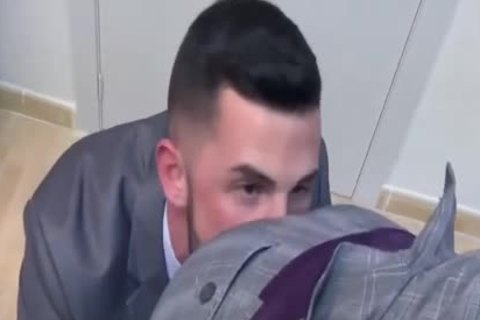 sucking   Mega Cut penis In Suit