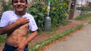 horny fellow with dyed hair receives poked outside