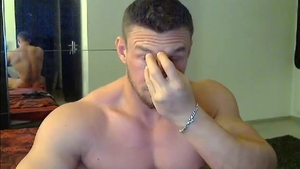 White Muscle lad With fine jock Shows Off